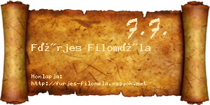 Fürjes Filoméla névjegykártya